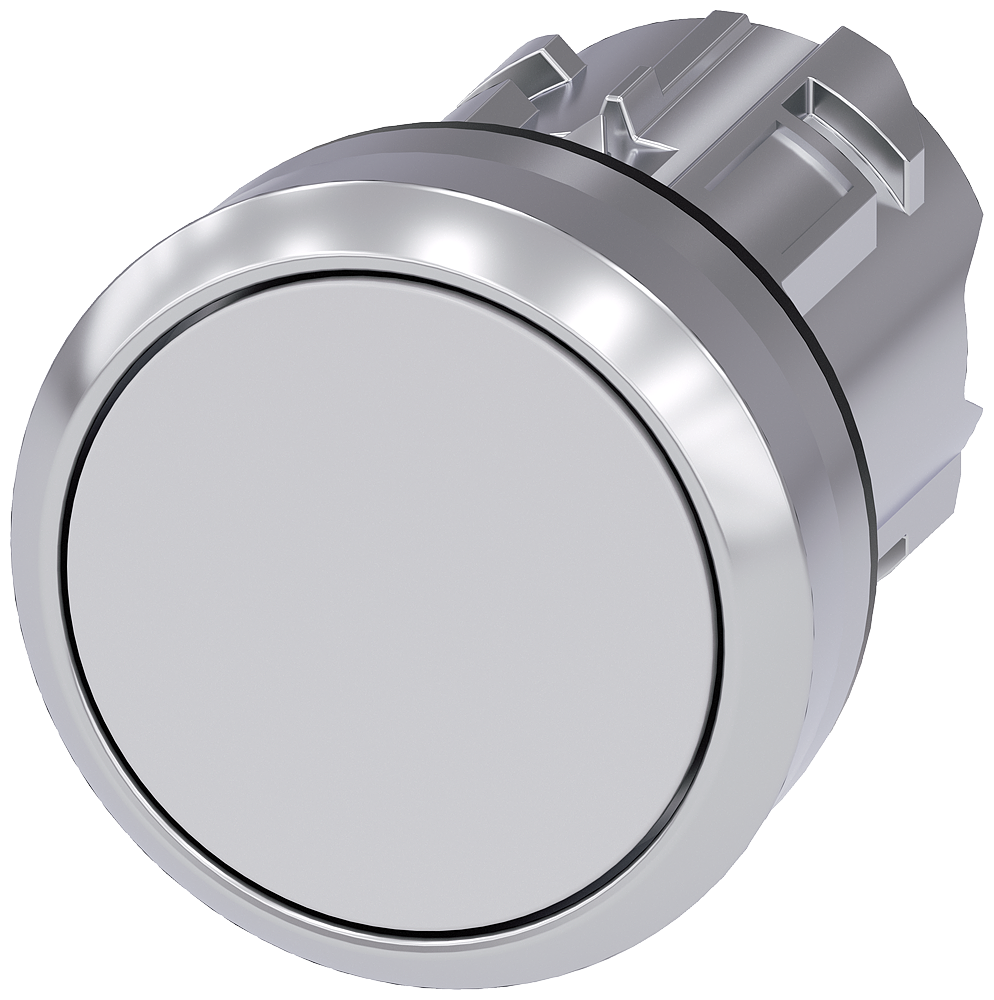 BOTÃO 22 MM REDONDO METAL DE ALTO BRILHO BRANCO BOTÃO DE PRESSÃO PLANO 3SU10500AB600AA0-ZY11 SIEMENS