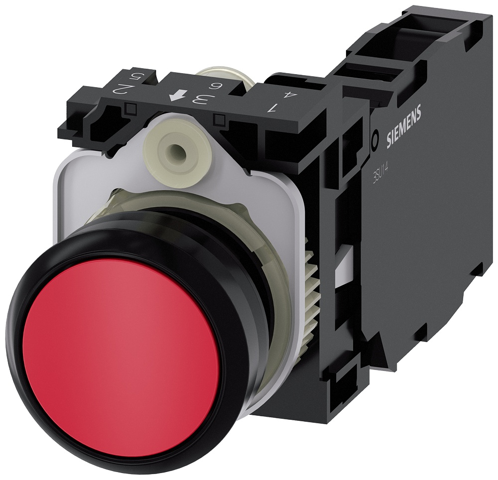 BOTÃO 22 MM REDONDO PLÁSTICO VERMELHO BOTÃO DE PRESSÃO PLANO 3SU11000AB201FA0-ZY13 SIEMENS