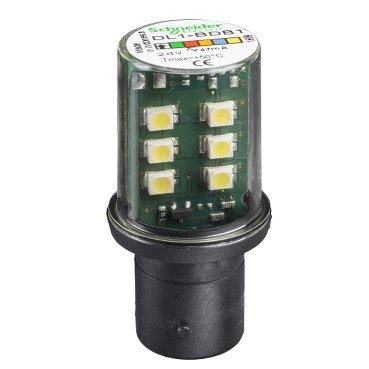 [Imagem LAMPADA LED PARA BASE BA15D 24V BRANCO DL1BDB1 SCHNEIDER]