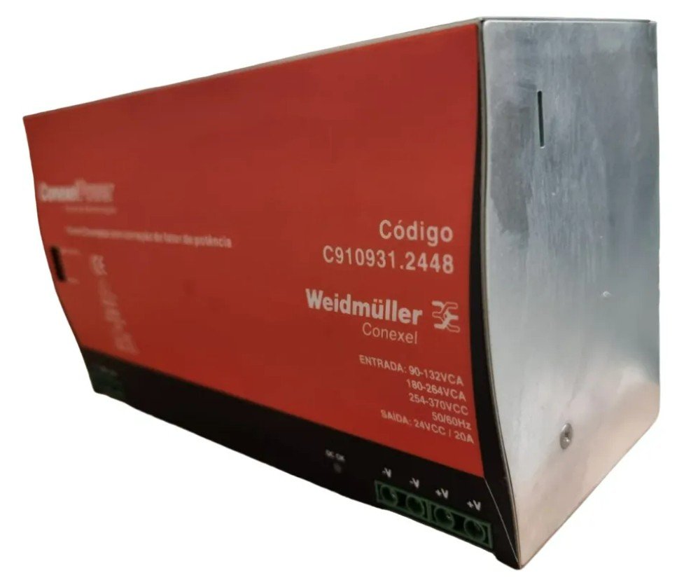[Imagem do produto FONTE CHAVEADA 24V 20A 480W ENTRADA 100-240VCA C910931244 CONEXEL]