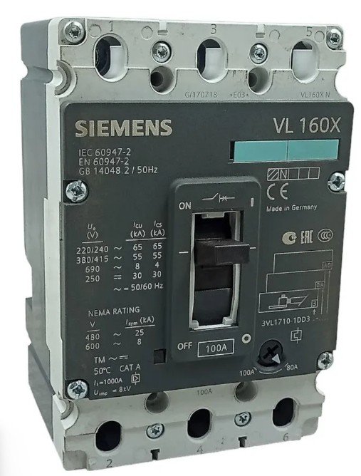[Imagem DISJUNTOR 3P 80-100A 70KA 3VL17102DD330AA0 SIEMENS]