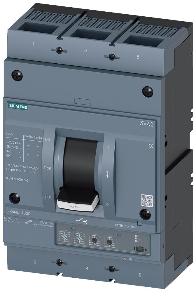 DISJUNTOR 3VA2 IEC FRAME 1000 CLASSE DA CAPACIDADE DE INTERRUPÇÃO C ICU=110KA 3VA25637HN320AA0 SIEMENS