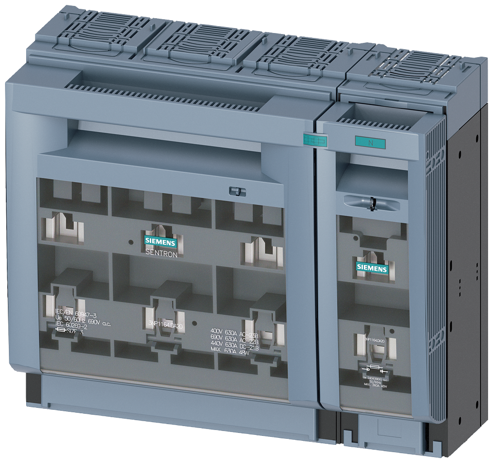 SECCIONADORA-FUSÍVEL SOB CARGA 3NP1 DE 4 POLOS NH3 630 A 3NP11641DA20 SIEMENS