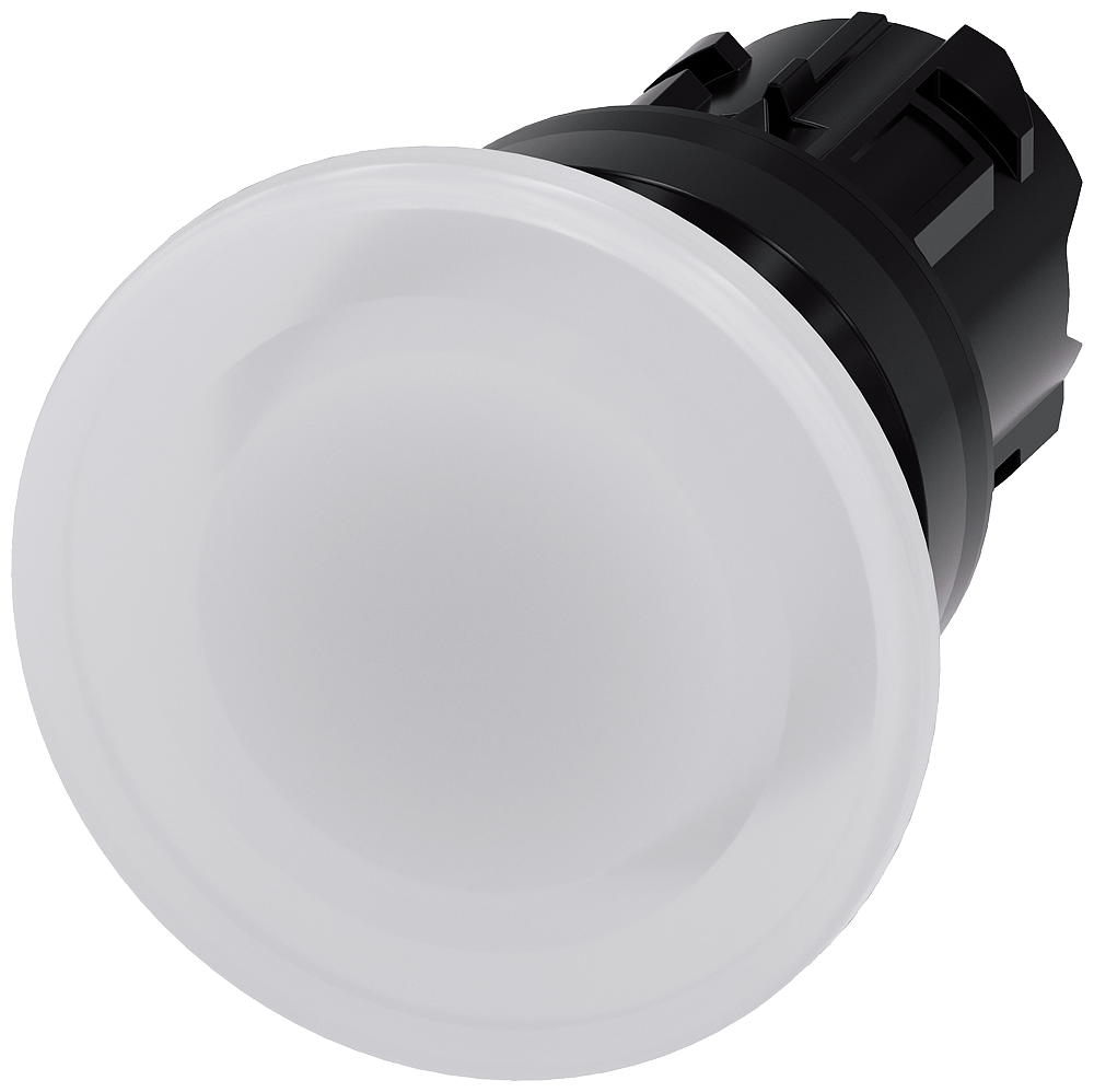 BOTÃO LUMINOSO EM FORMA DE COGUMELO 22 MM REDONDO PLÁSTICO BRANCO 40 MM, 3SU10011BD600AA0-ZY19 SIEMENS