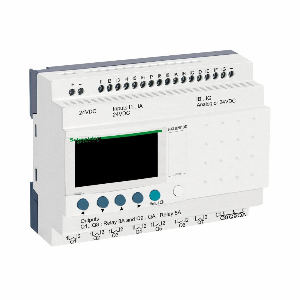 [Imagem RELÉ INTELIGENTE 8-5A 24VCC C/DISPLAY SR3B261BD SCHNEIDER]