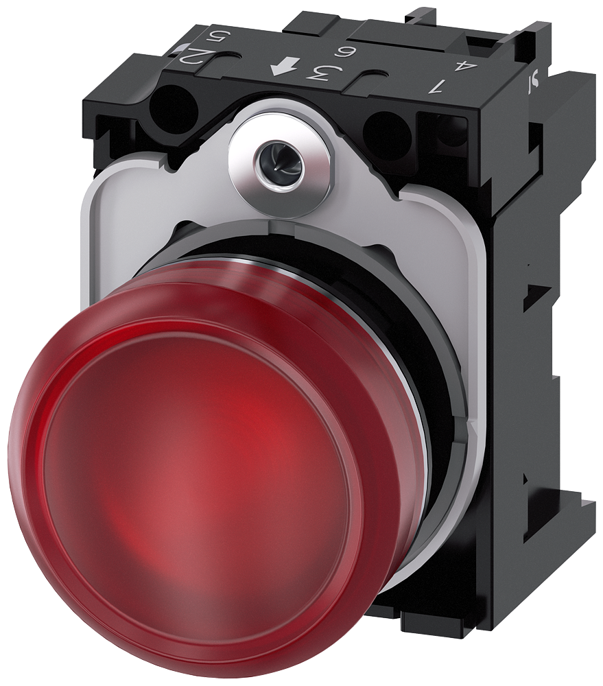 INDICADOR LUMINOSO 22 MM REDONDO METAL DE ALTO BRILHO VERMELHO LENTE P 3SU11566AA201AA0-ZY12 SIEMENS