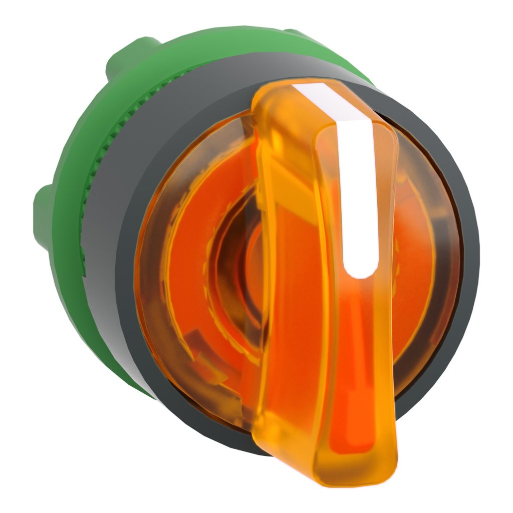 [Imagem CABEÇOTE PARA COMUTADOR LUMINOSO Ø22MM PLÁSTICO 3 POSIÇÕES RETORNO POR MOLA LARANJA ZB5AK1553 SCHNEIDER]