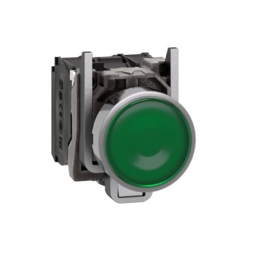 [Imagem BOTÃO LUMINOSO Ø22MM METÁLICO RETORNO POR MOLA VERDE NA+NF 24VCA/CC XB4BW33B5 SCHNEIDER]