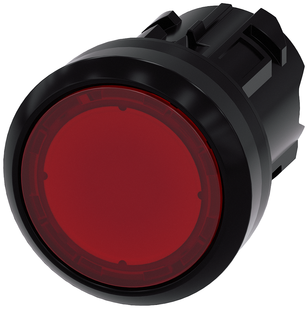BOTÃO ILUMINADO 22 MM REDONDO PLÁSTICO VERMELHO BOTÃO DE PRESSÃO PLANO, 3SU10010AA200AA0-ZY15 SIEMENS