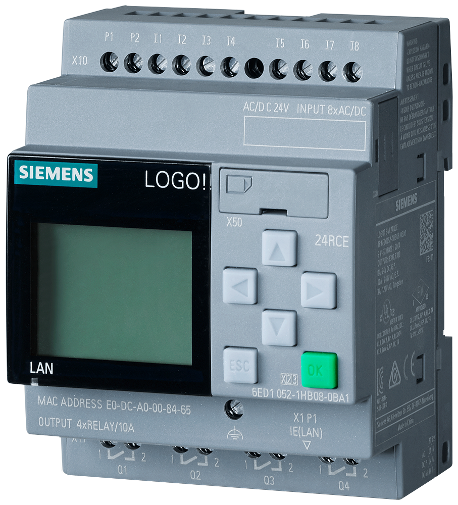 [Imagem CONTROLADOR LÓGIGO PROGRAMÁVEL LOGO! 24RCE 8DI/4DO DISPLAY 6ED10521HB080BA2 SIEMENS]