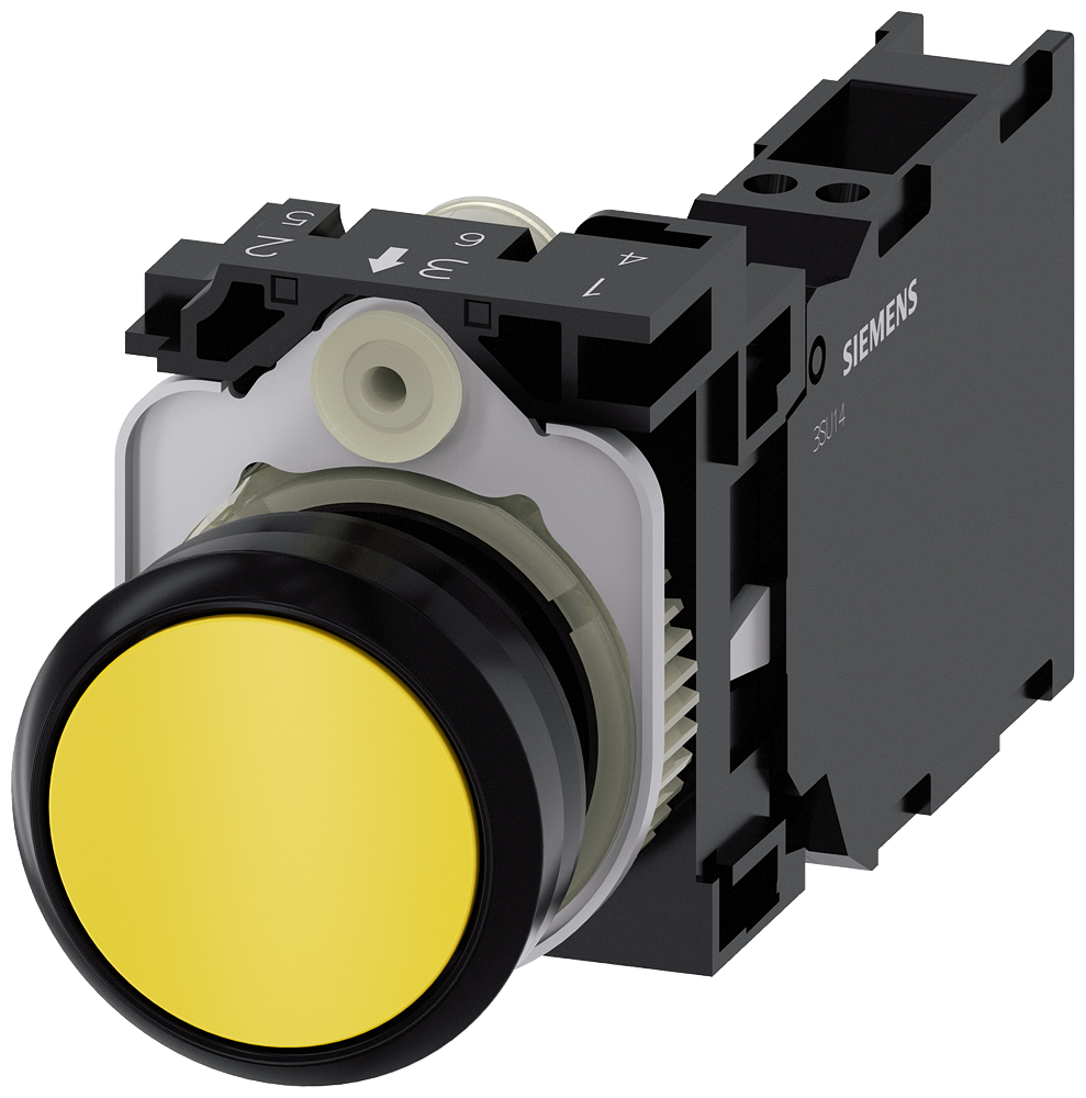 BOTÃO 22 MM REDONDO PLÁSTICO AMARELO BOTÃO DE PRESSÃO PLANO TECLA COM 3SU11000AB303FA0-ZY10 SIEMENS