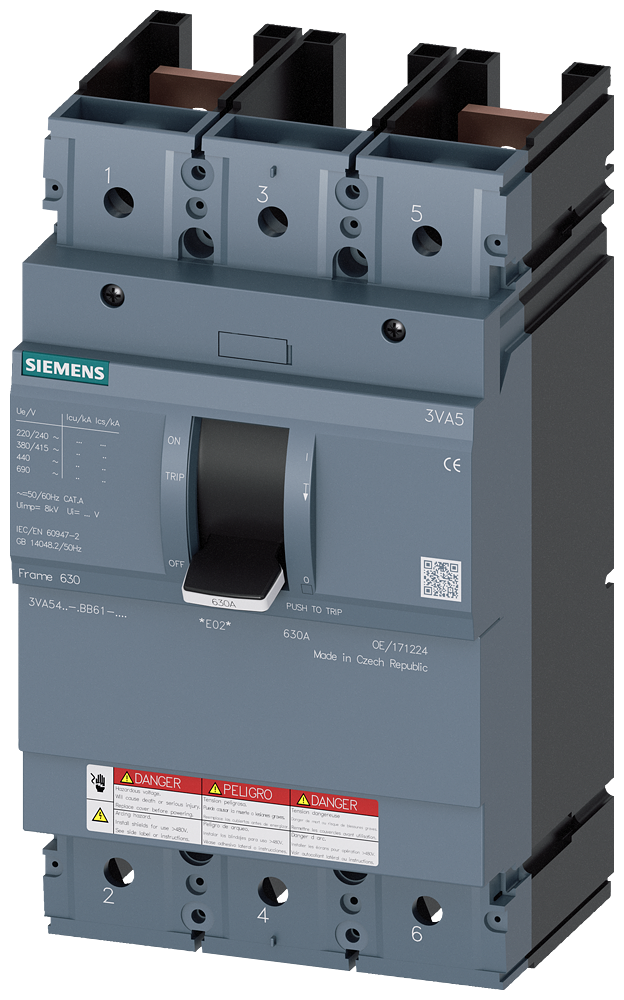 MOLDED CASE SWITCH UL FRAME 600 600 A DE 2 POLOS 65 KA SEM CONEXÃO 3VA54600BB610AA0 SIEMENS