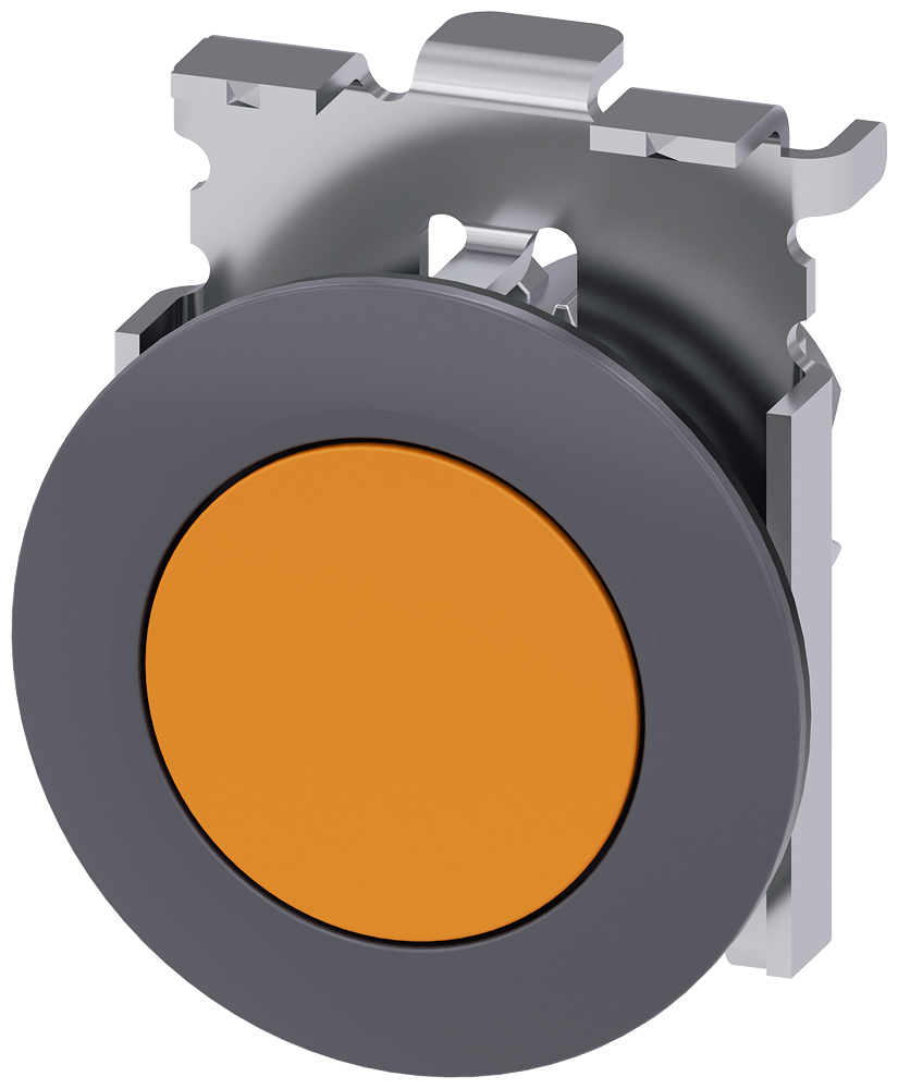 BOTÃO DE PRESSÃO 30MM REDONDO METAL MATE PLANO ÂMBAR RETORNO 3SU10600JB000AA0 SIEMENS
