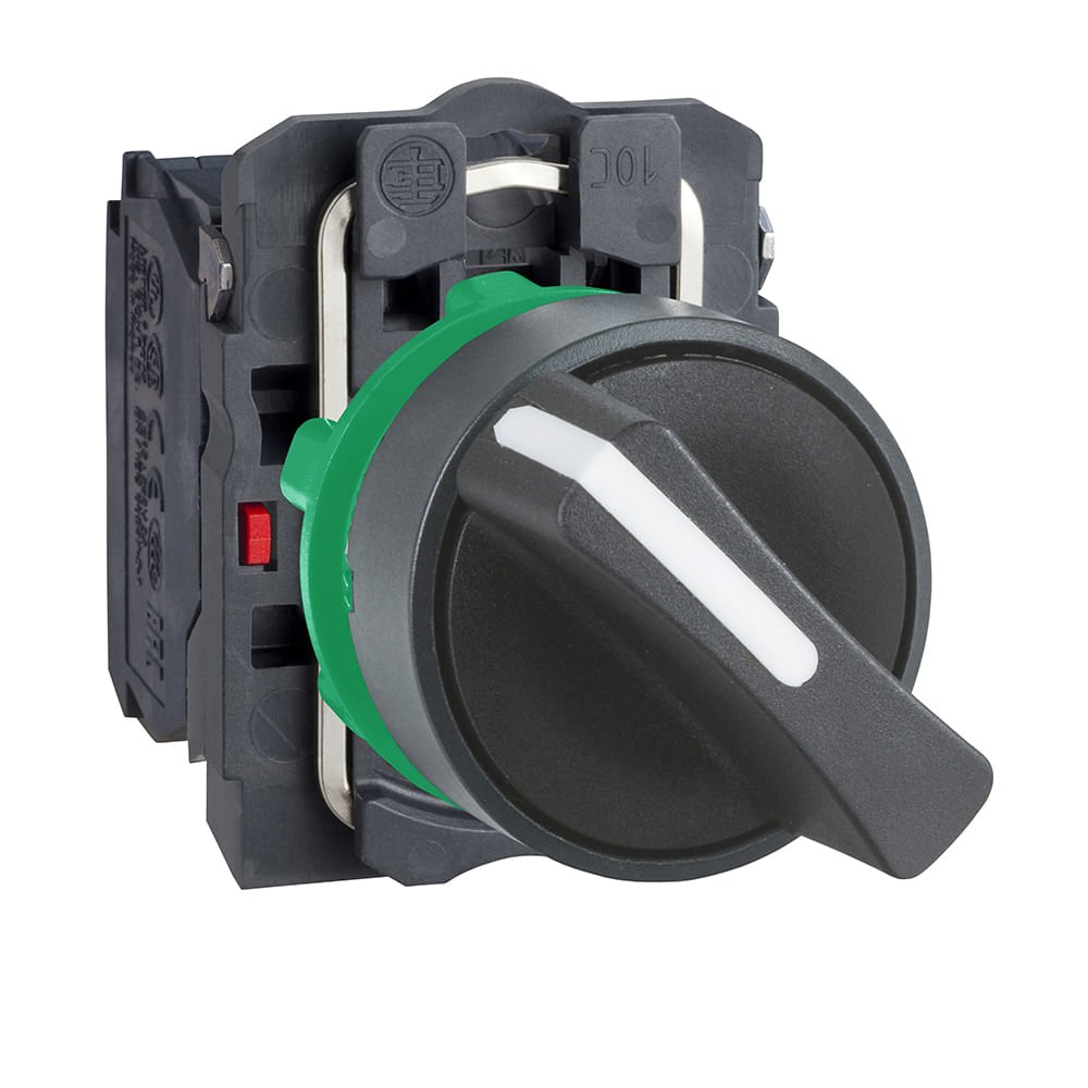 [Imagem COMUTADOR Ø22MM PLÁSTICO, 2 POSIÇÕES FIXAS, MANOPLA CURTA, NA+NF XB5AD25 SCHNEIDER]