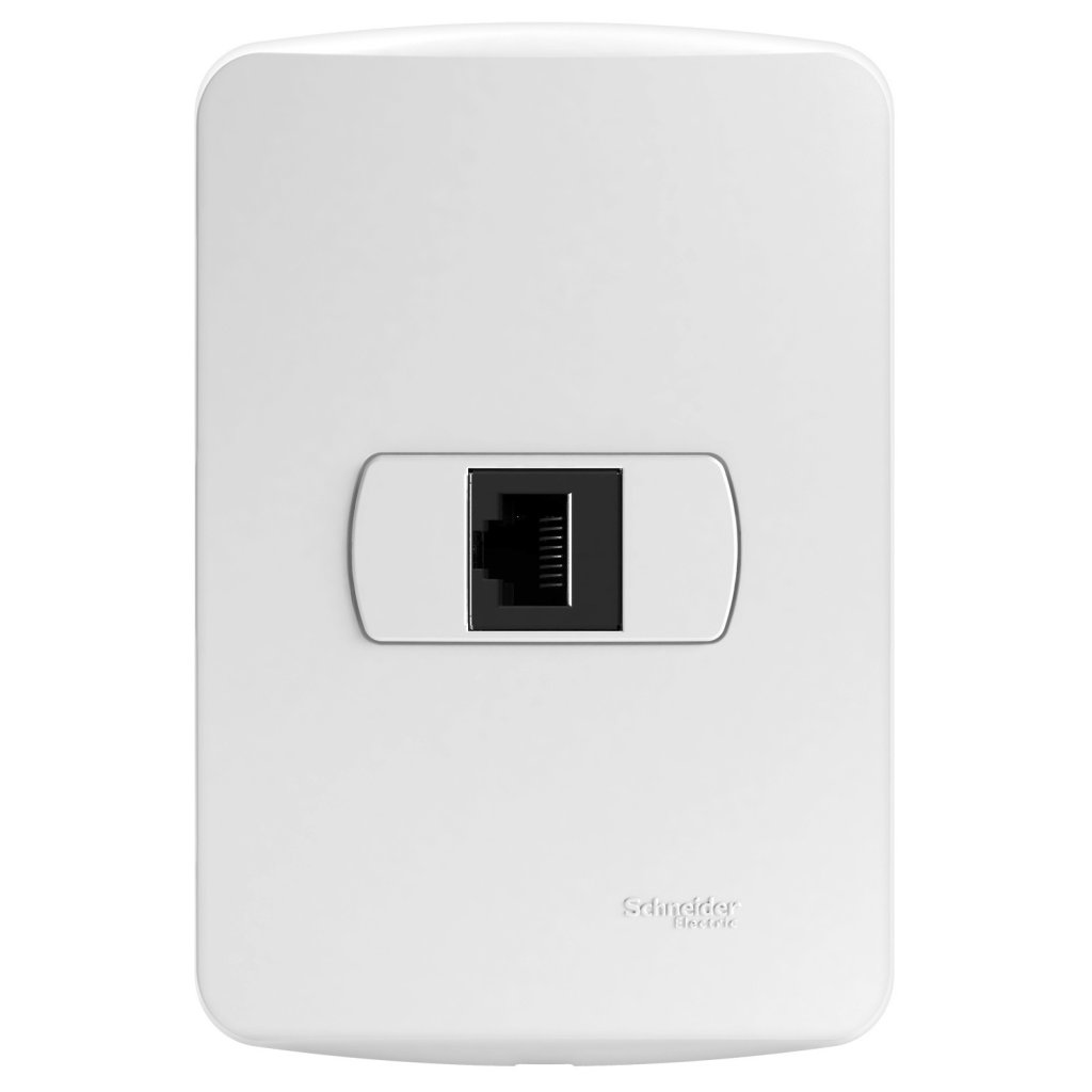 [Imagem CONJUNTO MONTADO TOMADARJ45 8 FIOS UTP CAR5E PL SCHNEIDER]