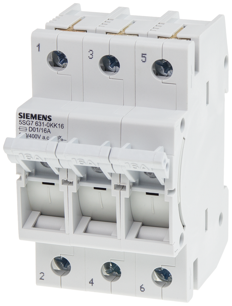 MINIZED INTERRUPTOR SECCIONADOR DE FUSÍVEIS D01 3 POLOS IN: 6 A UN CA: 4 5SG76310KK06 SIEMENS