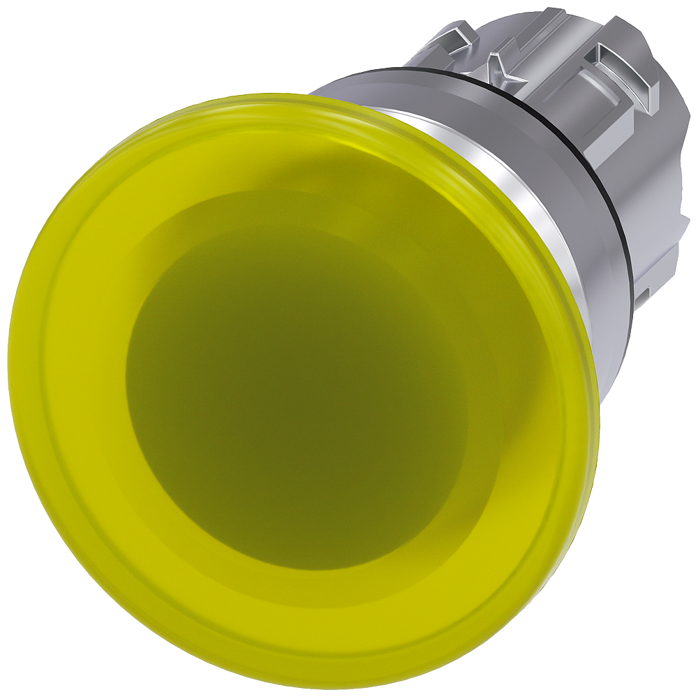 BOTÃO LUMINOSO EM FORMA DE COGUMELO 22 MM REDONDO METAL DE ALTO BRILHO A 3SU10511BD300AA0-ZY19 SIEMENS