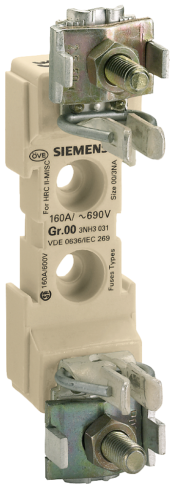 ADAPTADOR PARA FUSÍVEIS PARA BAIXA TENSÃO E ALTA POTÊNCIA TAM. 00 DE 1 POLO 3NH3031 SIEMENS