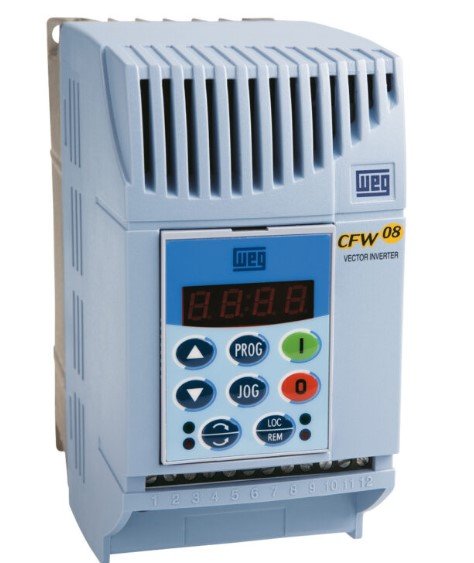 [Imagem INVERSOR DE FREQUÊNCIA TRIFÁSICO 2,2KW 10A 200/240V 50/60HZ CFW080100B2024PSZ 10413464 WEG]