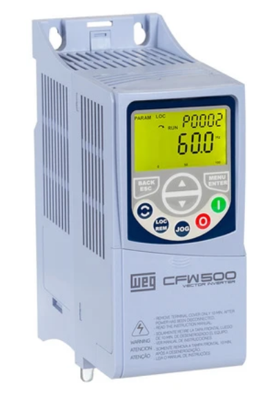 [Imagem INVERSOR DE FREQUÊNCIA TRIFÁSICO 3KW 9,6A 200/240V IP20 CFW500 CFW500A09P6T2NB20 11575776 WEG]