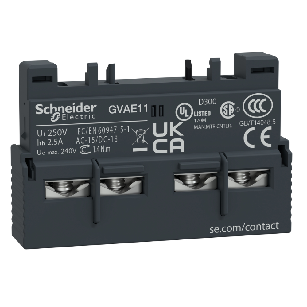 [Imagem CONTATO AUXILIAR INSTANTÂNEO FRONTAL 1NA+1NF TESYS GV2GV3 GVAE11 SCHNEIDER]