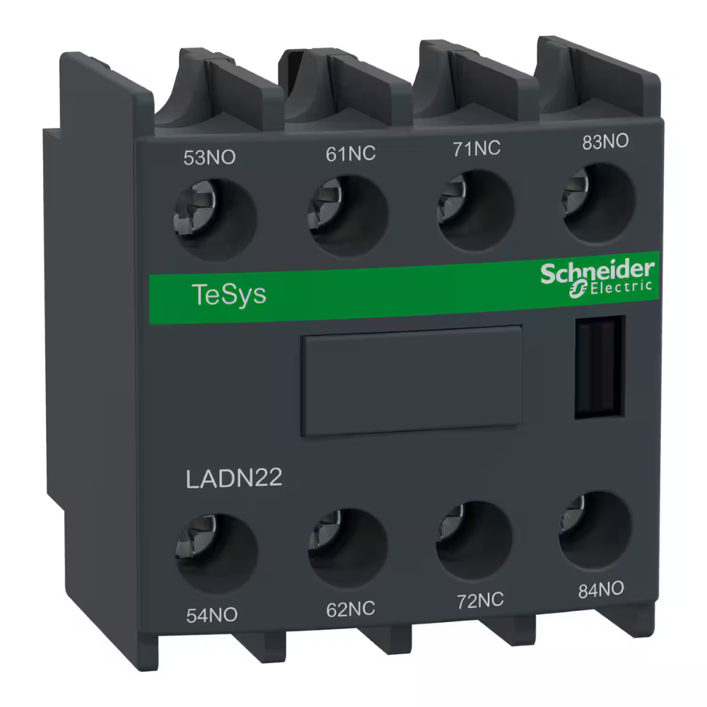 [Imagem CONTATO AUXILIAR INSTANTÂNEO FRONTAL 2NA+2NF PARA CONTATOR LADN22 SCHNEIDER]