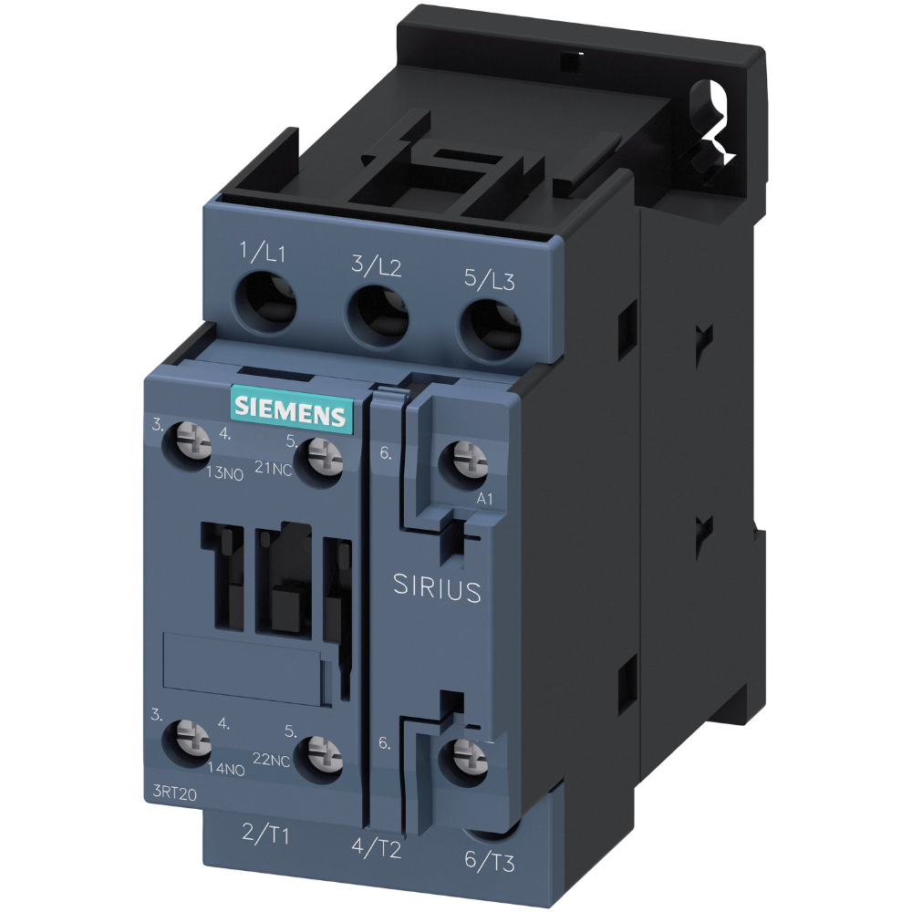 [Imagem CONTATOR TRIPOLAR 12A 24VCC 60HZ 1NA+1NF MODELO 3RT20241BB40 SIEMENS]