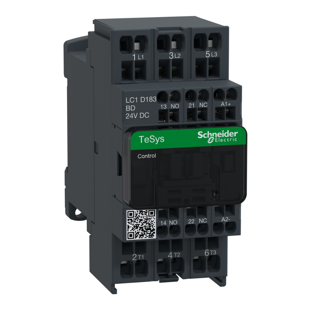 [Imagem CONTATOR TRIPOLAR TESYS D 18A 1NA 1NF LC1D183BD SCHNEIDER]