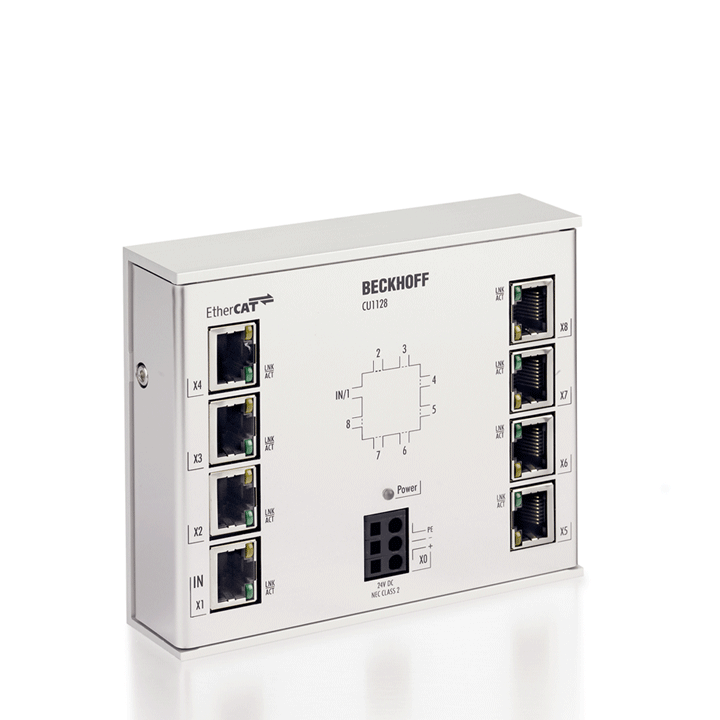 [Imagem ETHERCAT 8 PORTAS 100 MBIT/S 24V CC RJ45 CU1128 BECKHOFF]