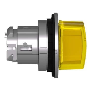 [Imagem CABEÇOTE PARA CHAVE SELETORA LUMINOSA FACEADA Ø30MM METÁLICO 3 POSIÇÕES RETORNO POR MOLA AMARELO ZB4FK1783 SCHNEIDER]