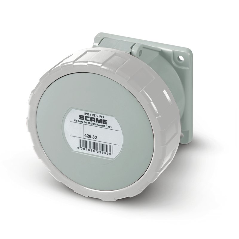 [Imagem do produto TOMADA DE EMBUTIR IP66/IP67 2P+T 32A 12H 428.32633 SCAME]