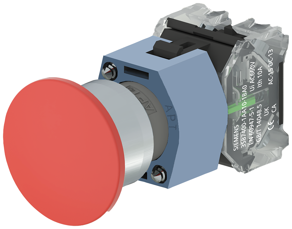 [Imagem BOTAO COGUMELO 40MM MET MOM 1NA AZ 3SB71301BC501BA0 SIEMENS]