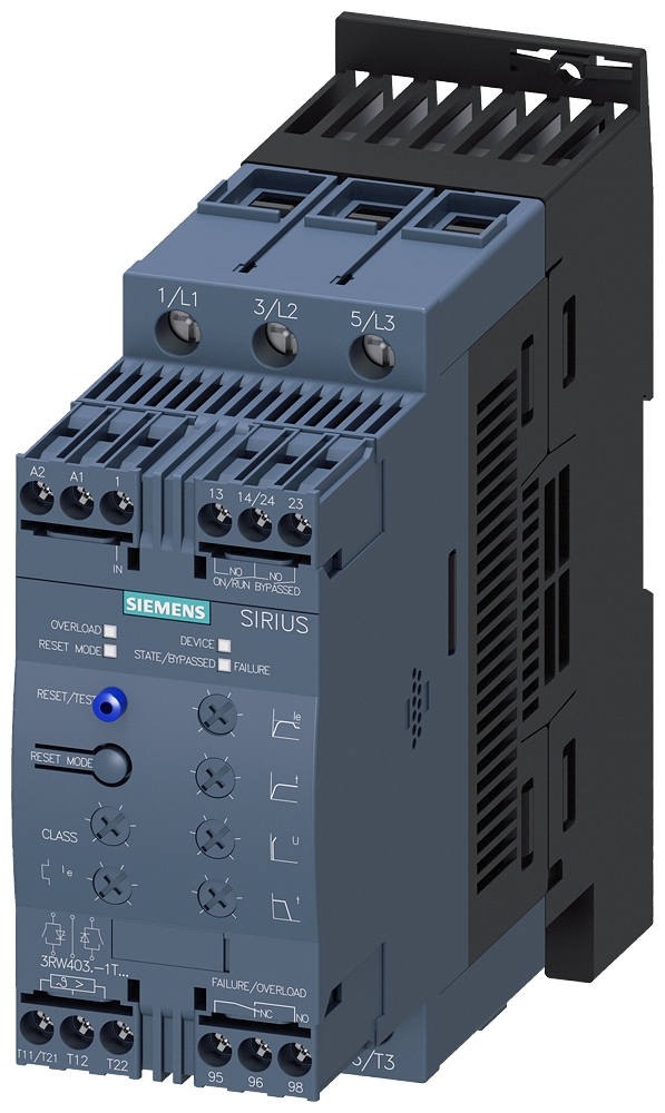 [Imagem SOFT STARTER TRIFÁSICO 30KW 63A 200/480V 50/60HZ 3RW40371TB04 SIEMENS]