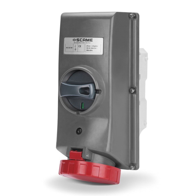 [Imagem do produto TOMADA DE EMBUTIR INTERTRAVAMENTO 3P+T IP66/IP67 16A 3H 403.16864-M SCAME]