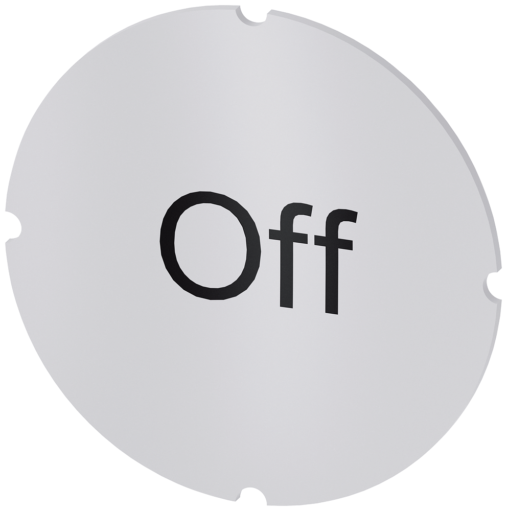 [Imagem do produto PLACA EMBUTIDA PARA BOTÃO DE PRESSÃO ILUMINADO, REDONDO, LEITOSO, INSCRIÇÃO: OFF 3SU19000AB710DK0 SIEMENS]