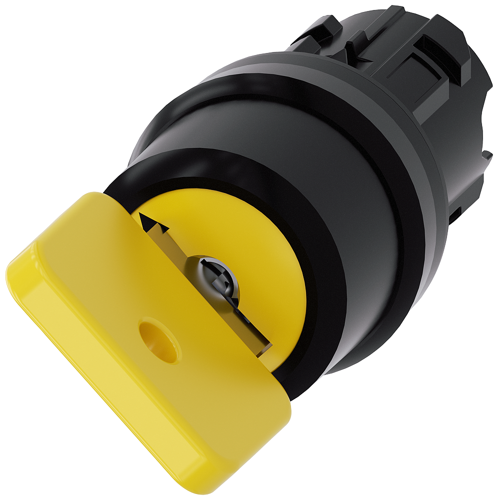 [Imagem do produto INTERRUPTOR DE CHAVE O.M.R, 22MM, REDONDO, PLÁSTICO, AMARELO, RETIRADA DA CHA 3SU10004JC010AA0 SIEMENS]