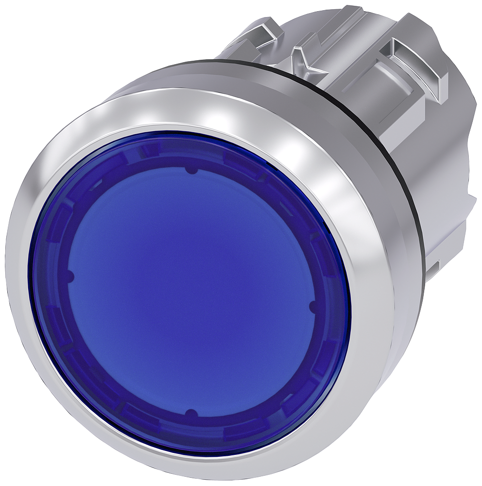 BOTÃO ILUMINADO 22 MM REDONDO METAL DE ALTO BRILHO AZUL BOTÃO DE PRESSÃ 3SU10510AA500AA0-ZY19 SIEMENS