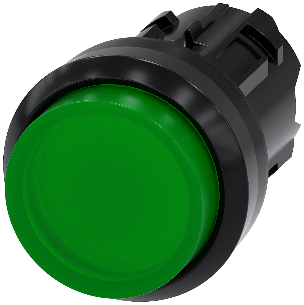 BOTÃO ILUMINADO 22 MM REDONDO PLÁSTICO VERDE BOTÃO DE PRESSÃO ALTO TECL 3SU10010BB400AA0-ZY15 SIEMENS