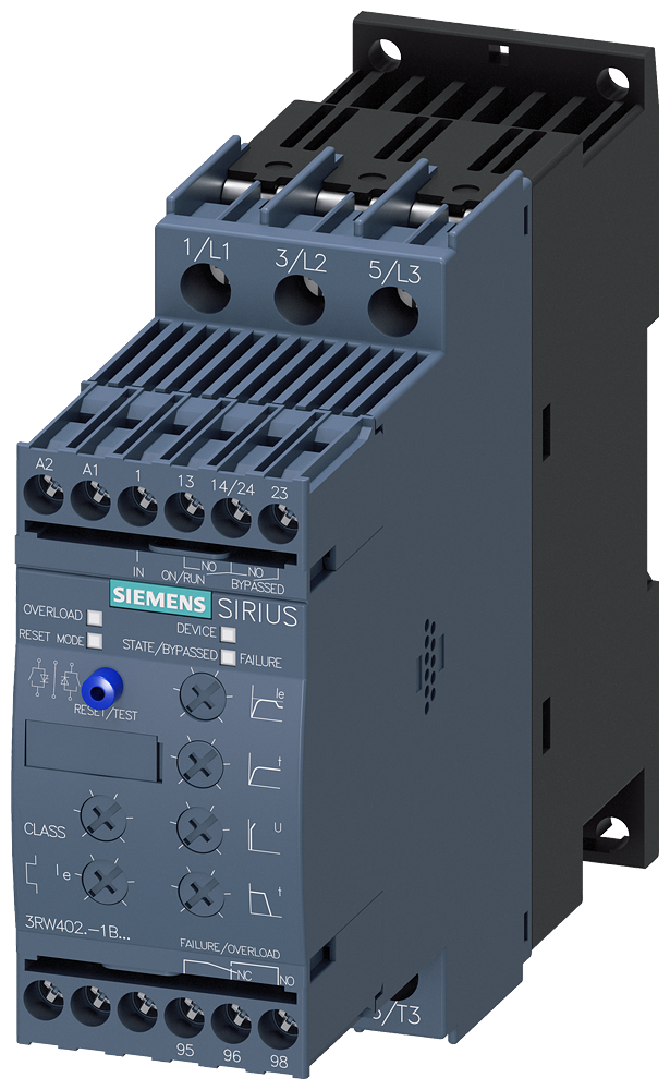 CHAVE DE PARTIDA SUAVE S0 12,5A 7,5KW/500V 40 GRAUS 400-600V CA CA 3RW40241BB15 SIEMENS