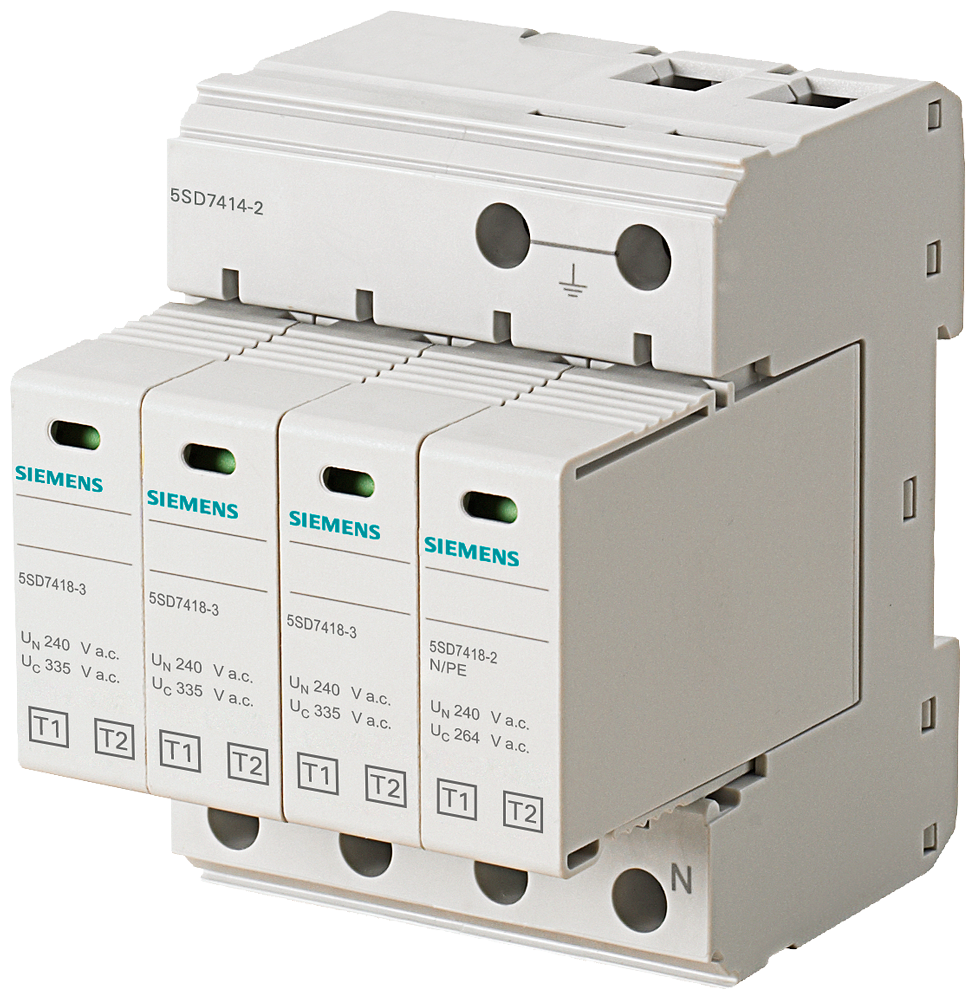 [Imagem DISPOSITIVO DE PROTEÇÃO CONTRA SURTO 240/400V 335/264VCA 3+1 (TN-S, TT) 5SD74142 SIEMENS]
