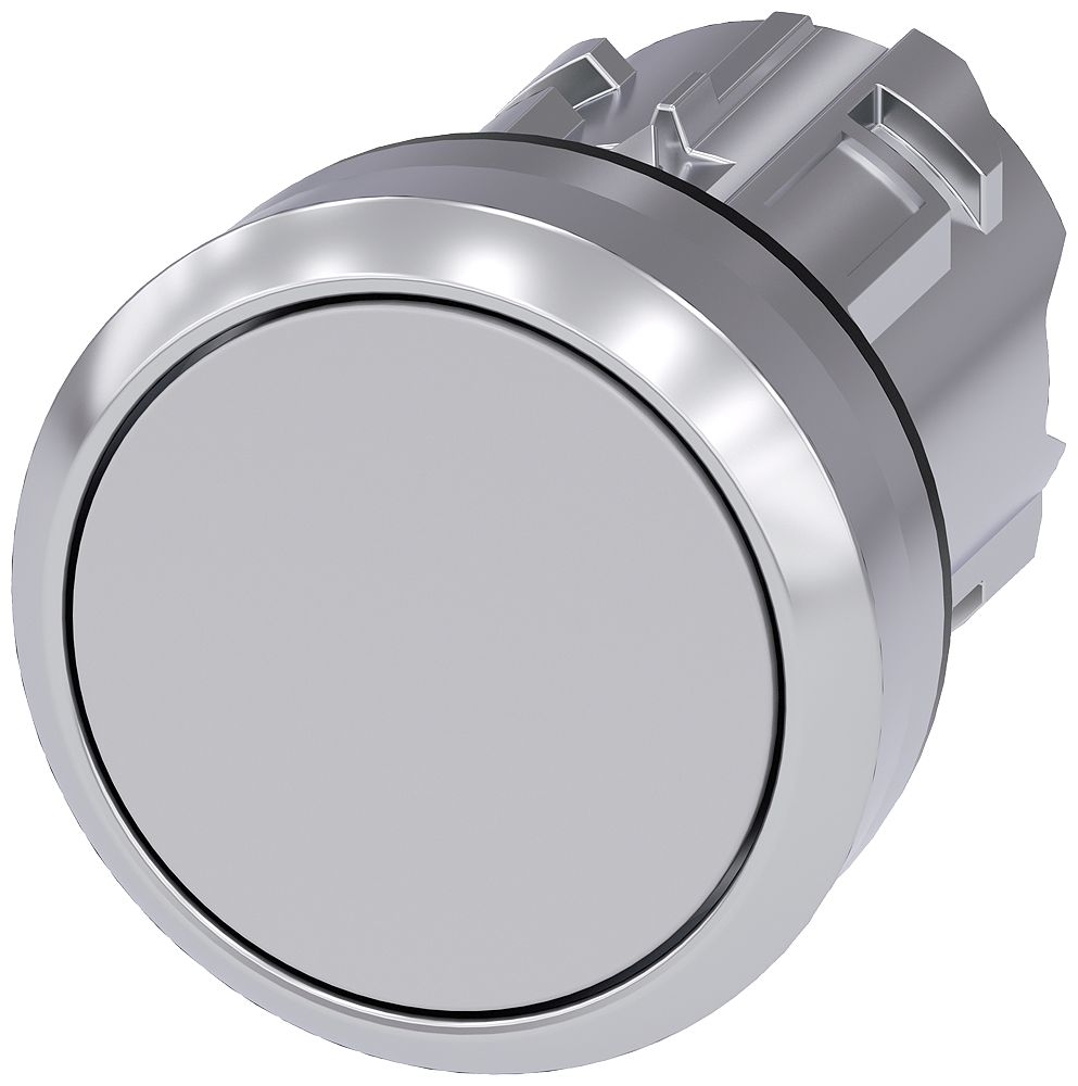 BOTÃO 22 MM REDONDO METAL DE ALTO BRILHO CINZA BOTÃO DE PRESSÃO PLANO 3SU10500AB800AA0-ZY13 SIEMENS
