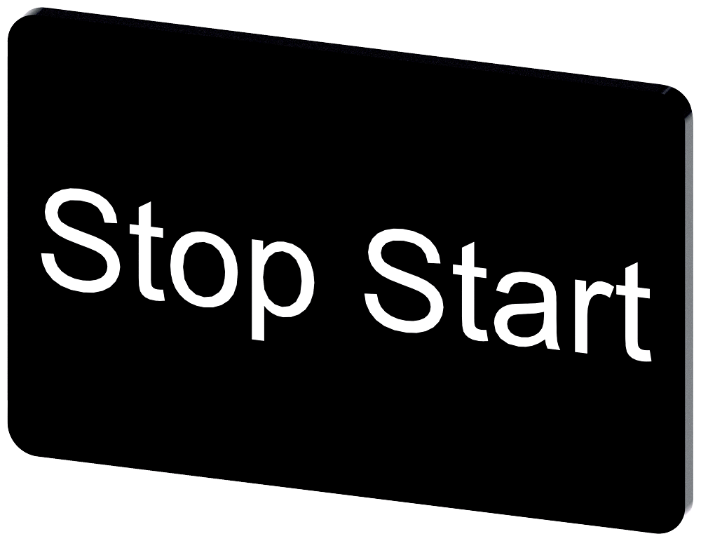 PLACA DE IDENTIFICAÇÃO 17,5X27MM PLACA PRETO INSCRIÇÃO: STOP START 3SU19000AD160DC0 SIEMENS