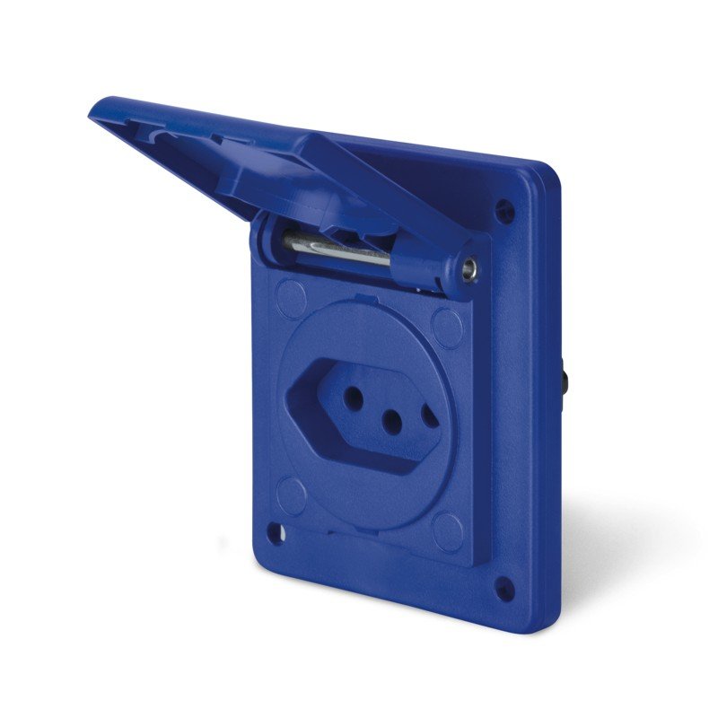 [Imagem TOMADA DE EMBUTIR PADRÃO BRASIL 20A AZUL (FL.70X87) 570.4092 SCAME]