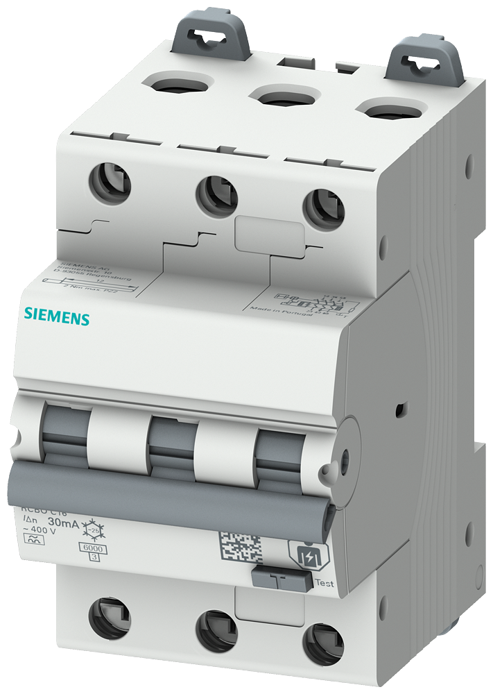 DISJUNTOR DIFERENCIAL/DE POTÊNCIA 6 KA 3P TIPO A 30 MA C-CHAR IN: 6A UN: 5SU13367FP06 SIEMENS