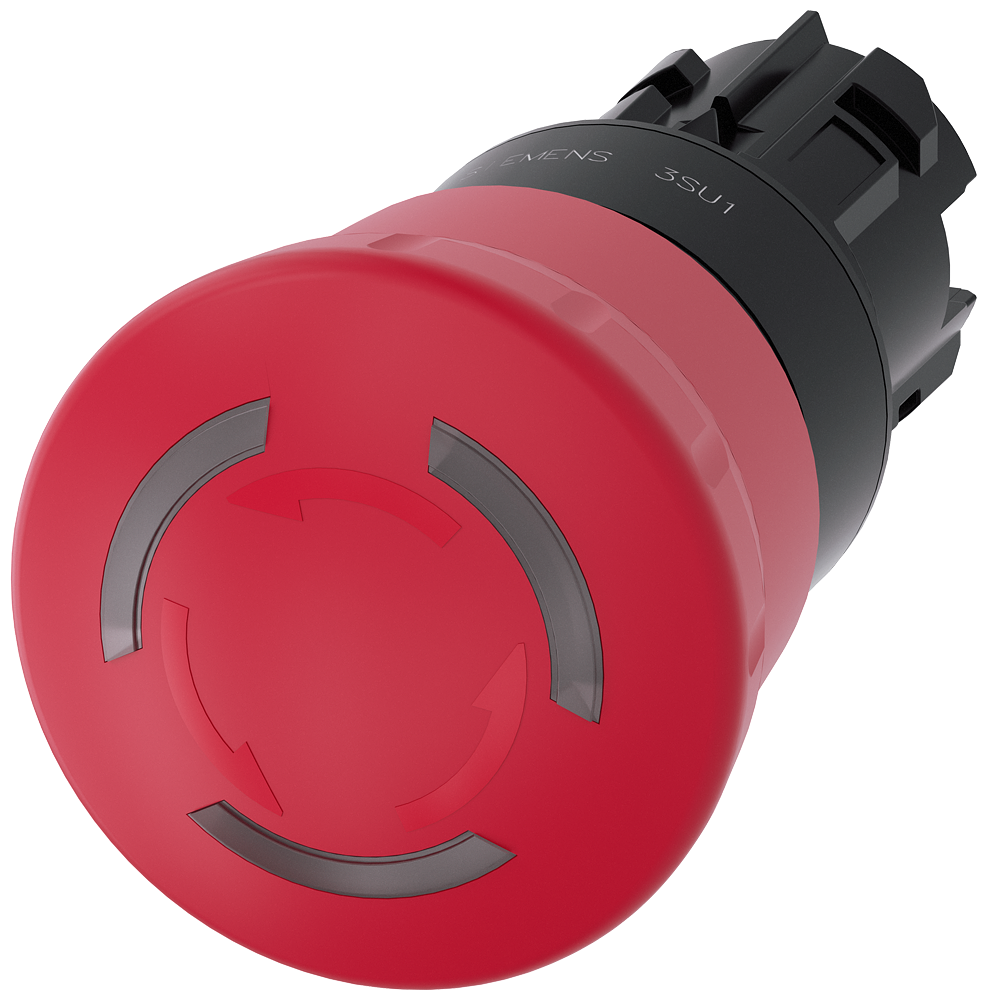 BOTÃO DE PRESSÃO DE PARADA DE EMERGÊNCIA EM FORMA DE COGUMELO ILUMINÁVEL 22 3SU10011HB200AA0-ZY19 SIEMENS