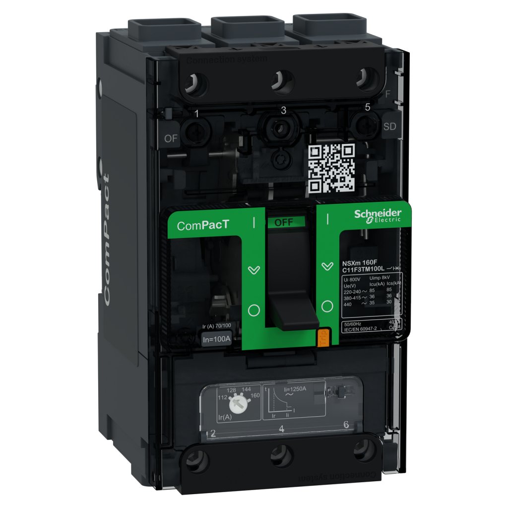 [Imagem do produto DISJUNTOR NSXM 36KA TM100D 3P ELINK C11F3TM100L SCHNEIDER]