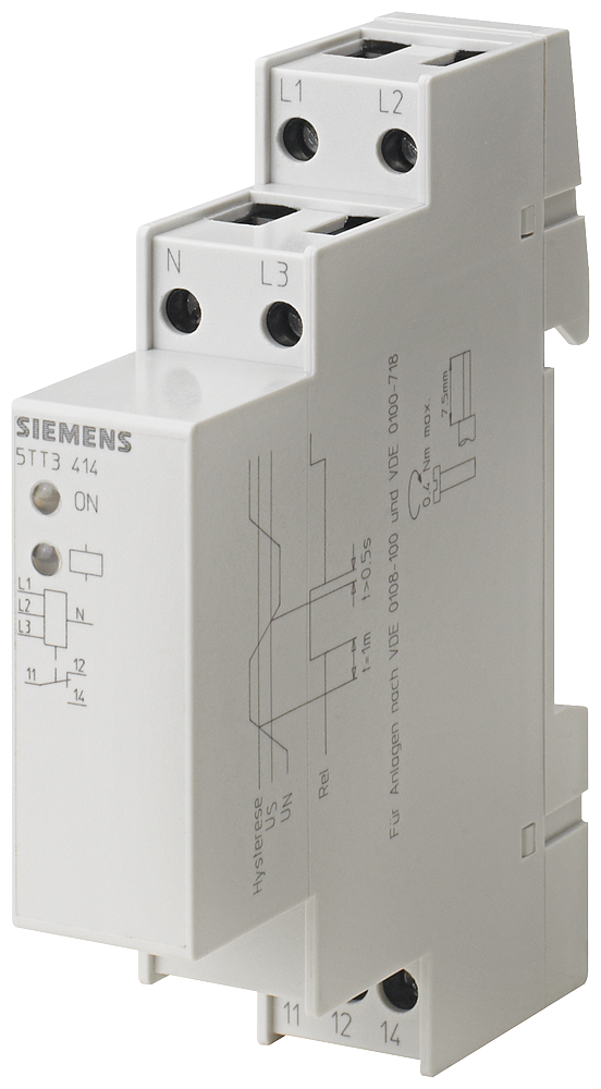 RELÉ DE TENSÃO CA 230/400 V 0,85 1 CONTATO INVERSOR ATRASO DE RESPOSTA 0,5 S 5TT3414 SIEMENS