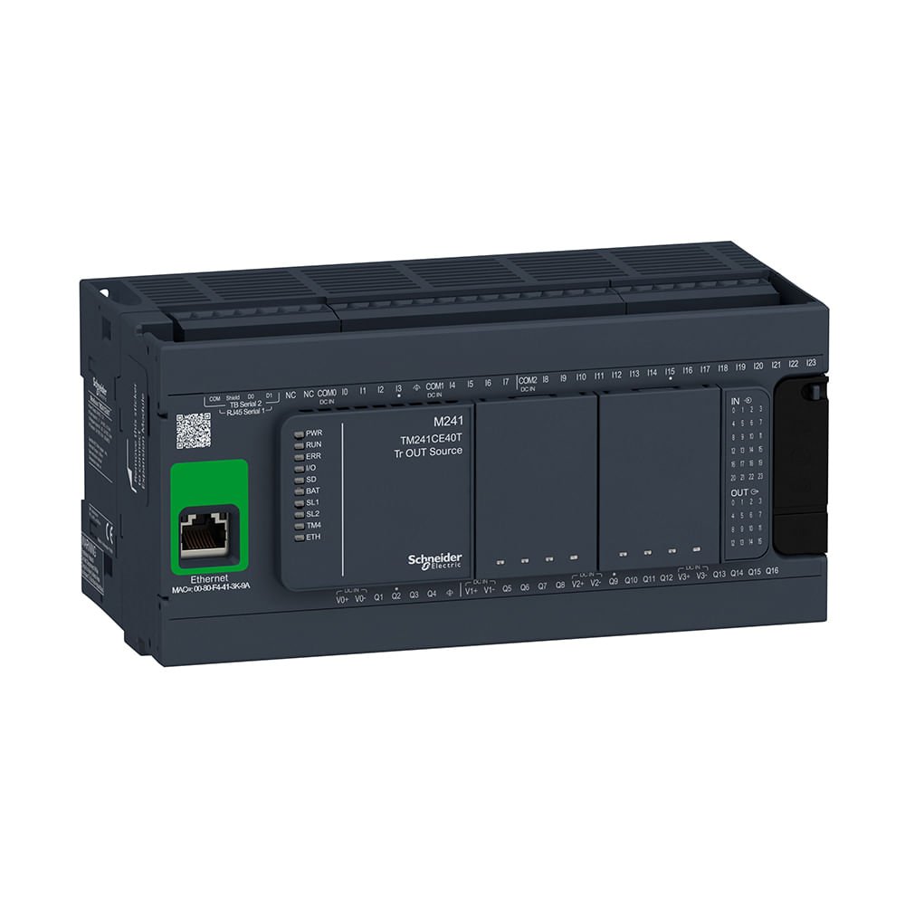 [Imagem CONTROLADOR LÓGICO PROGRAMÁVEL 40E/S TRANSISTOR PNP 24VCC TM241CE40T SCHNEIDER]