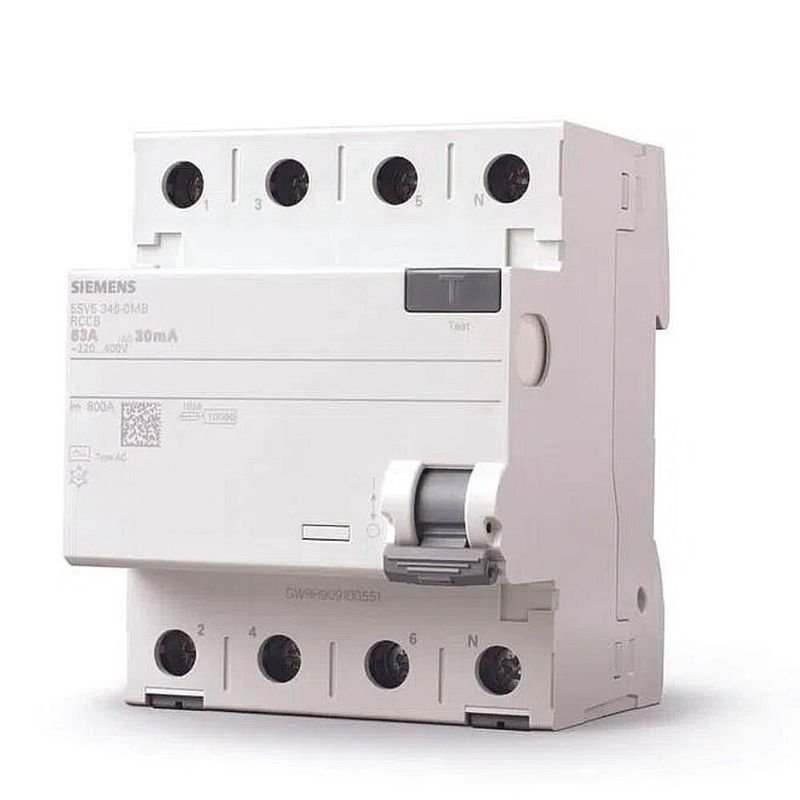 [Imagem INTERRUPTOR DIFERENCIAL RESIDUAL TETRAPOLAR 400VCA 63A 30MA 5SV53460MB SIEMENS]
