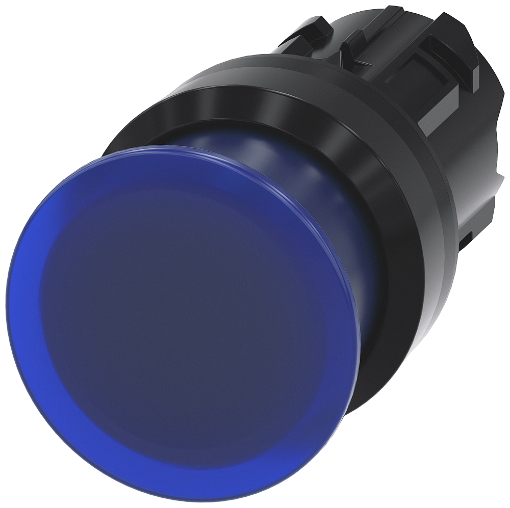 BOTÃO LUMINOSO EM FORMA DE COGUMELO 22 MM REDONDO PLÁSTICO AZUL 30 MM T 3SU10011AD500AA0-ZY10 SIEMENS